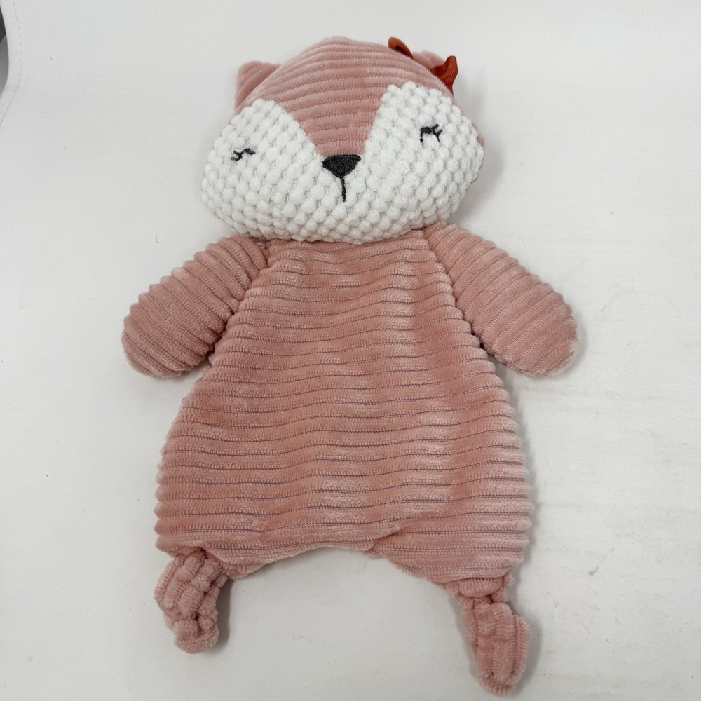 Gerber Modern Moments Pink Fox Lovey Corduroy Security Blanket Ribbed Ridges Bow
